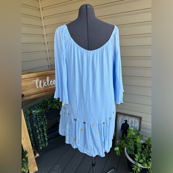 Lilly Pulitzer blue Delaney tunic dress with gold embroidered seashells - Picture 13 of 17